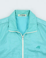 Vintage 1980s Mizuno Spearmint Green Satin Shell Windbreaker Jacket - M