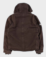 Vintage Carhartt J141 DKB Active Sherpa Lined Duck Canvas Hooded Workwear Jacket - L