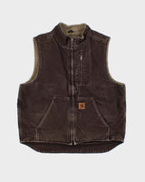 Vintage Carhartt V33 DKB Sherpa Lined Canvas Workwear Gilet - L