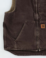 Vintage Carhartt V33 DKB Sherpa Lined Canvas Workwear Gilet - L