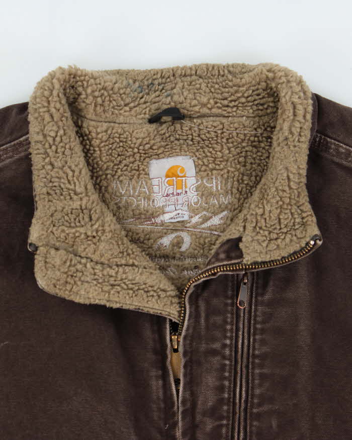 Vintage Carhartt V33 DKB Sherpa Lined Canvas Workwear Gilet - L