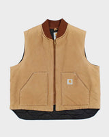 Vintage 1990s Carhartt V01 BRN Arctic Quilt Lined Made In USA Canvas Workwear Gilet - XXL