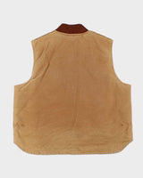 Vintage 1990s Carhartt V01 BRN Arctic Quilt Lined Made In USA Canvas Workwear Gilet - XXL