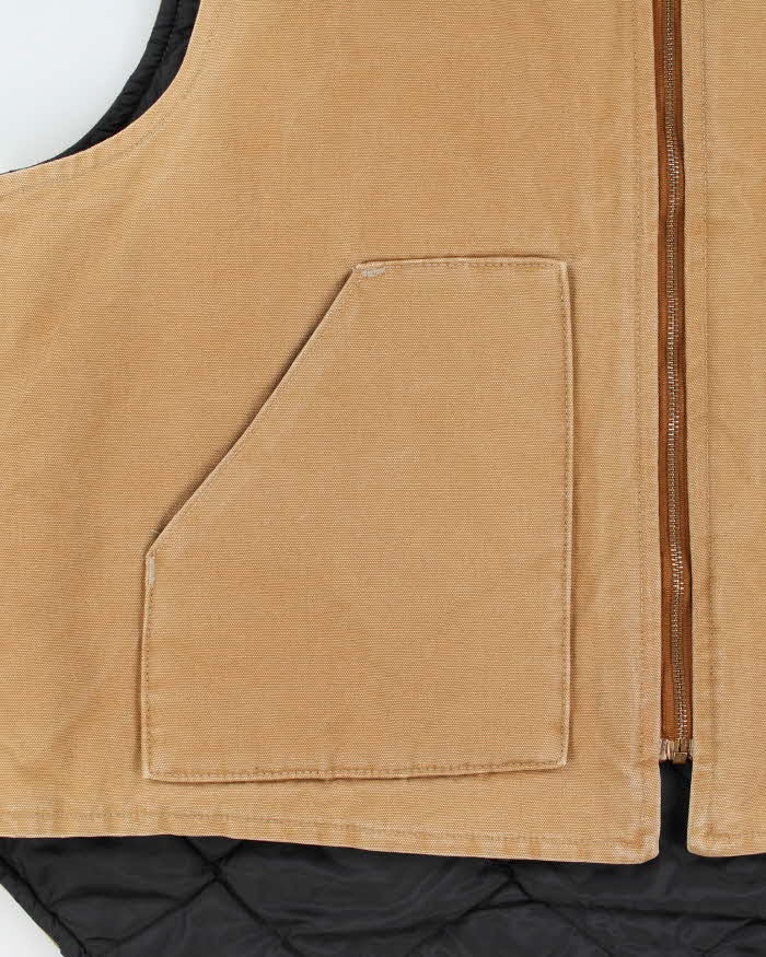 Vintage 1990s Carhartt V01 BRN Arctic Quilt Lined Made In USA Canvas Workwear Gilet - XXL