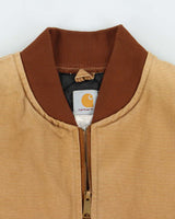 Vintage 1990s Carhartt V01 BRN Arctic Quilt Lined Made In USA Canvas Workwear Gilet - XXL
