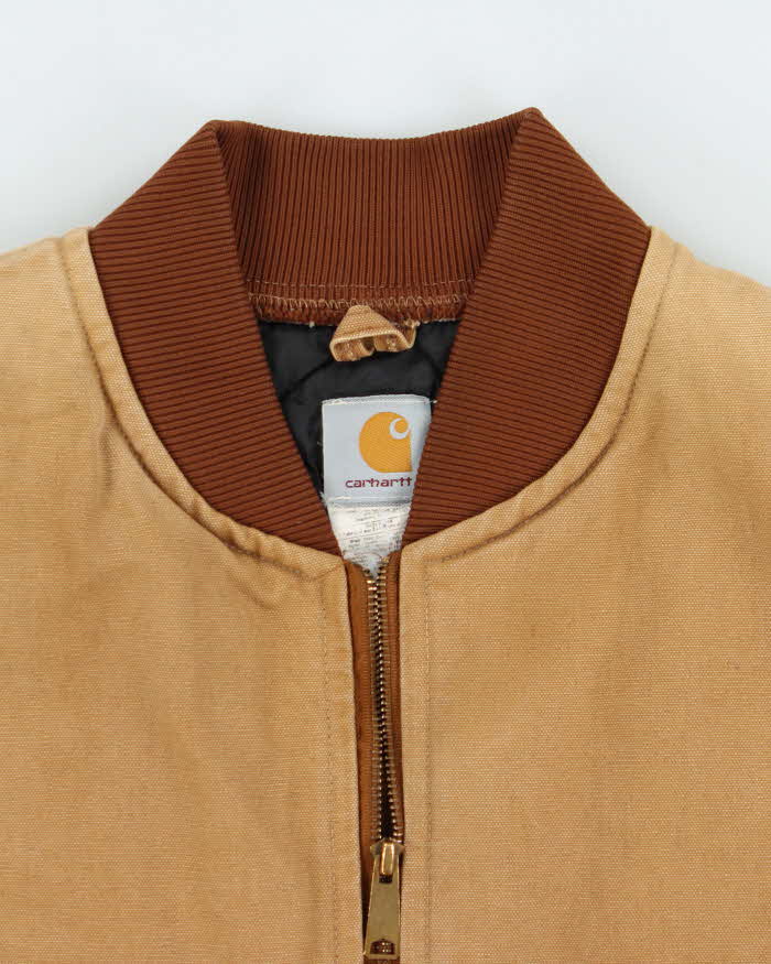 Vintage 1990s Carhartt V01 BRN Arctic Quilt Lined Made In USA Canvas Workwear Gilet - XXL