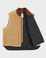 Vintage 1990s Carhartt V01 BRN Arctic Quilt Lined Made In USA Canvas Workwear Gilet - XXL
