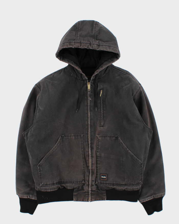 Vintage Walls ThermaInsulated Quilt Lined Canvas Hooded Workwear Bomber Jacket - M