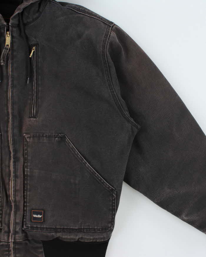Vintage Walls ThermaInsulated Quilt Lined Canvas Hooded Workwear Bomber Jacket - M