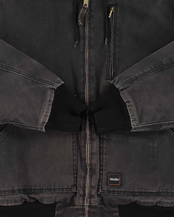 Vintage Walls ThermaInsulated Quilt Lined Canvas Hooded Workwear Bomber Jacket - M