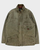 Vintage 1990s Valentino Jeans Blanket Quilt Lined Khaki Chore Workwear Jacket - L