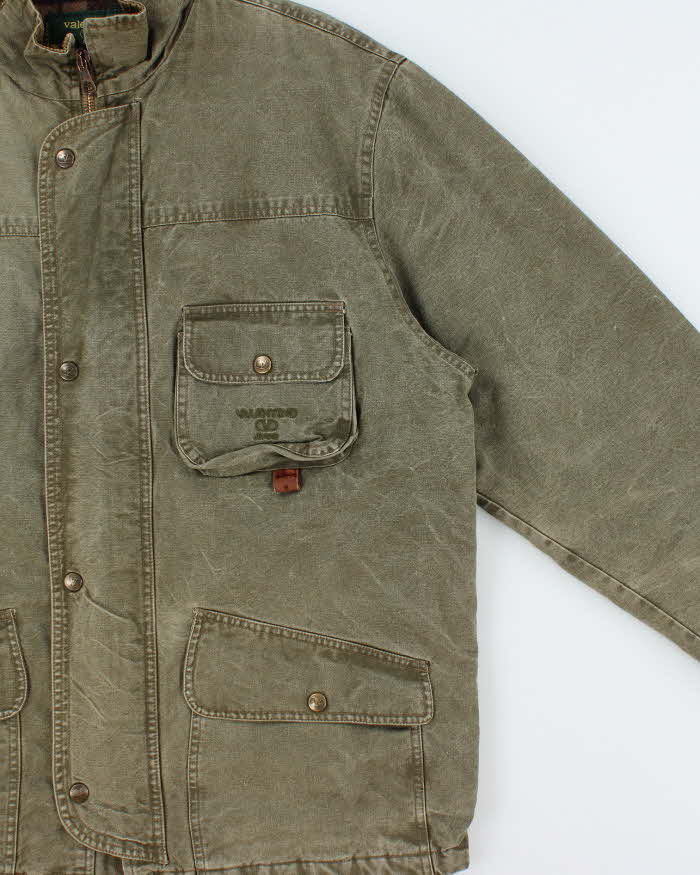 Vintage 1990s Valentino Jeans Blanket Quilt Lined Khaki Chore Workwear Jacket - L