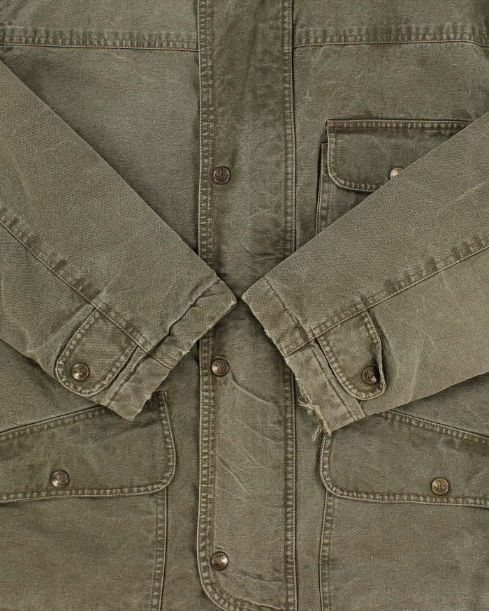 Vintage 1990s Valentino Jeans Blanket Quilt Lined Khaki Chore Workwear Jacket - L