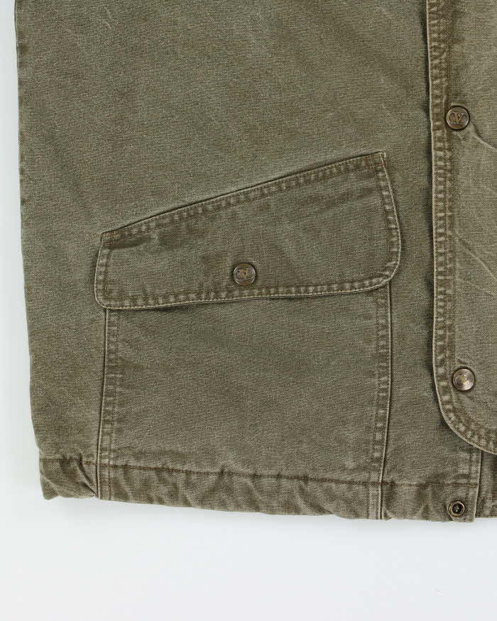 Vintage 1990s Valentino Jeans Blanket Quilt Lined Khaki Chore Workwear Jacket - L