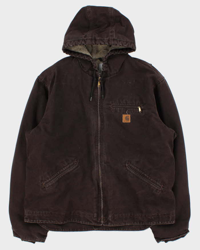 Vintage 2008 Carhartt J141 DKB Active Sherpa Lined Canvas Hooded Workwear Jacket - XL