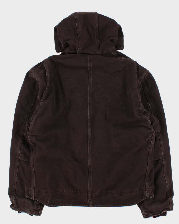 Vintage 2008 Carhartt J141 DKB Active Sherpa Lined Canvas Hooded Workwear Jacket - XL