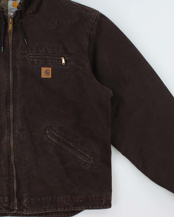Vintage 2008 Carhartt J141 DKB Active Sherpa Lined Canvas Hooded Workwear Jacket - XL