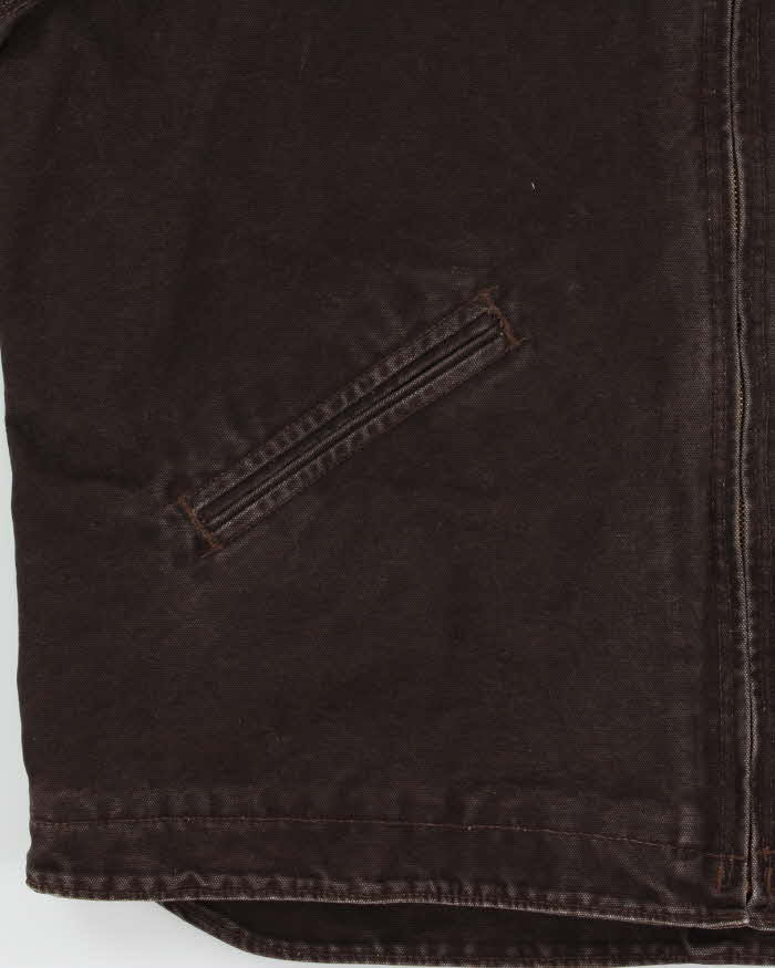 Vintage 2008 Carhartt J141 DKB Active Sherpa Lined Canvas Hooded Workwear Jacket - XL