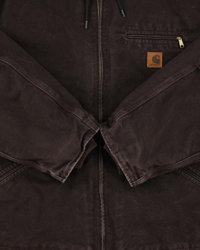 Vintage 2008 Carhartt J141 DKB Active Sherpa Lined Canvas Hooded Workwear Jacket - XL