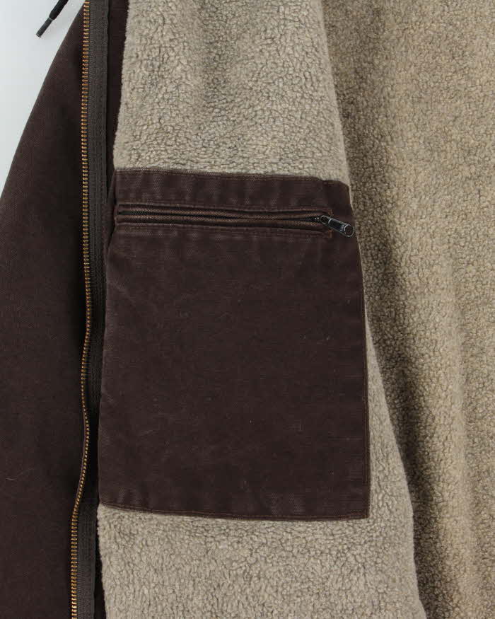 Vintage 2008 Carhartt J141 DKB Active Sherpa Lined Canvas Hooded Workwear Jacket - XL