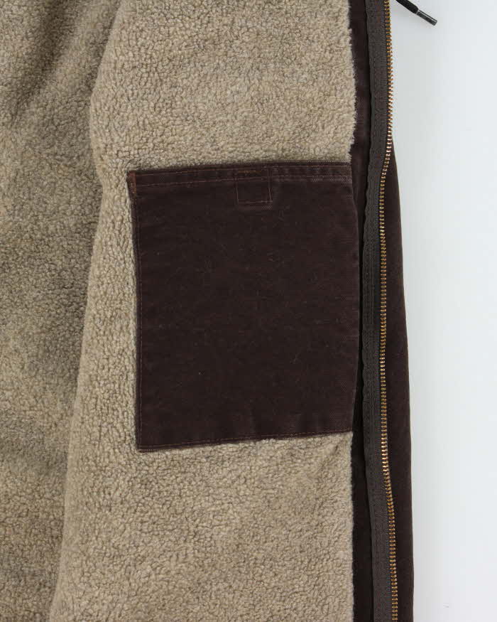 Vintage 2008 Carhartt J141 DKB Active Sherpa Lined Canvas Hooded Workwear Jacket - XL