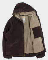 Vintage 2008 Carhartt J141 DKB Active Sherpa Lined Canvas Hooded Workwear Jacket - XL