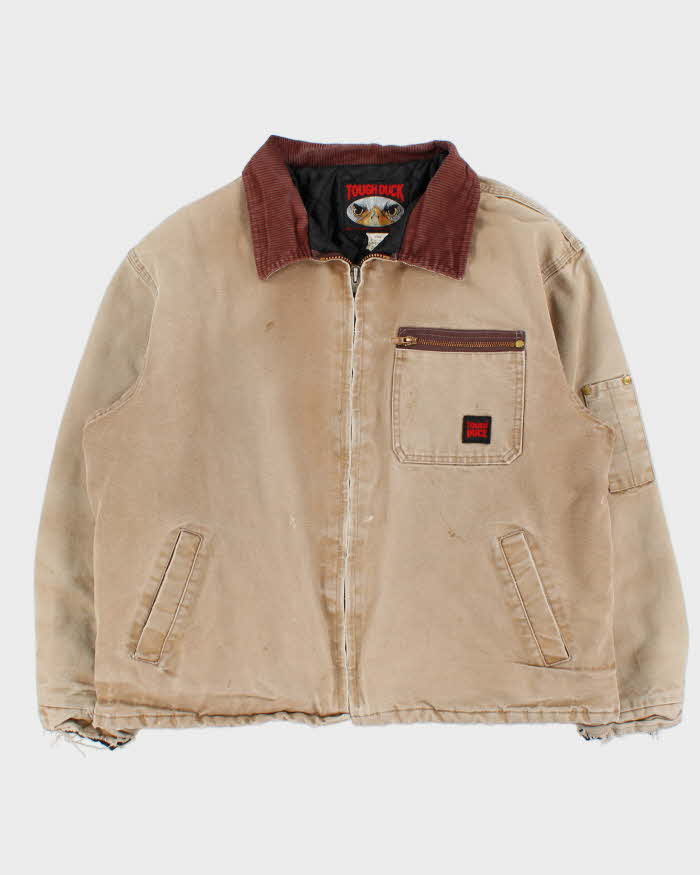 Vintage 00s Tough Duck Detroit Style Arctic Quilt Distressed Canvas Workwear Jacket - L