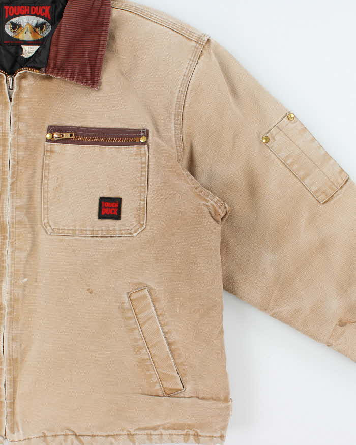Vintage 00s Tough Duck Detroit Style Arctic Quilt Distressed Canvas Workwear Jacket - L
