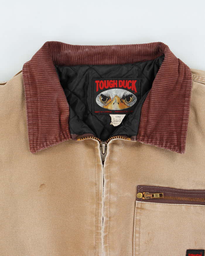 Vintage 00s Tough Duck Detroit Style Arctic Quilt Distressed Canvas Workwear Jacket - L