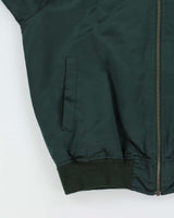 Vintage Stussy Emerald Green Quilt Lined Satin Varsity Bomber Jacket - L