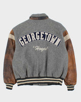 Vintage 1990s Cooper Collegiate George Town Hoyas Leather Wool Varsity Bomber Jacket - L
