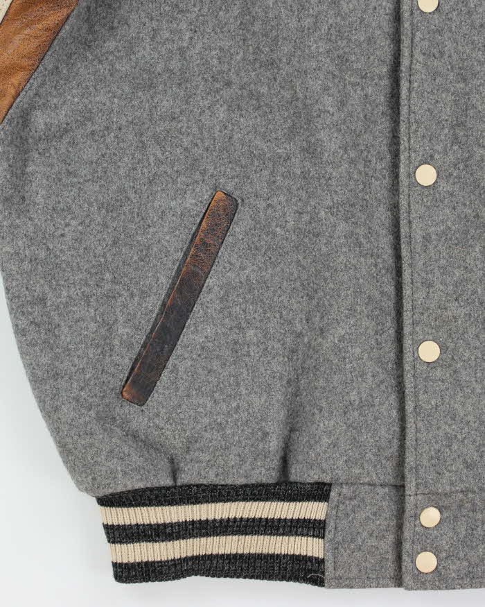 Vintage 1990s Cooper Collegiate George Town Hoyas Leather Wool Varsity Bomber Jacket - L