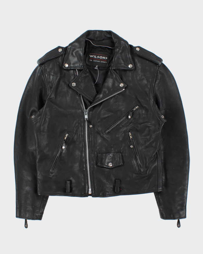 Vintage 1990s Wilsons Classic Leather Biker Jacket - M