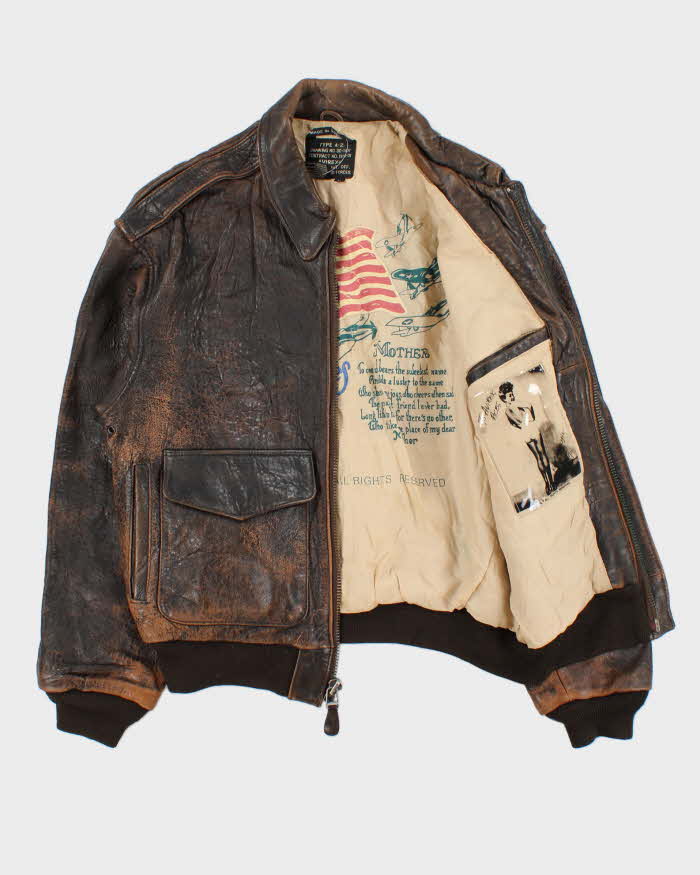 Vintage 1989 Avirex Aces Type A-2 U.S Airforce Leather Flight