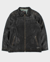 Vintage Y2K 00s Split Distressed Style Quilt Lined Leather Jacket - L