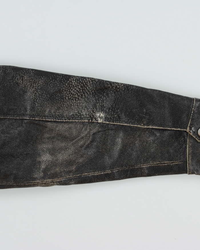 Vintage Y2K 00s Split Distressed Style Quilt Lined Leather Jacket - L