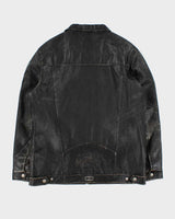 Vintage Y2K 00s Split Distressed Style Quilt Lined Leather Jacket - L