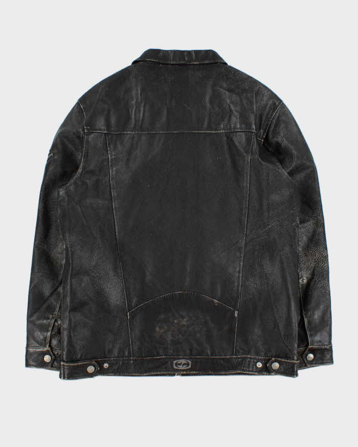 Vintage Y2K 00s Split Distressed Style Quilt Lined Leather Jacket - L