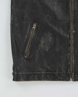 Vintage Y2K 00s Split Distressed Style Quilt Lined Leather Jacket - L