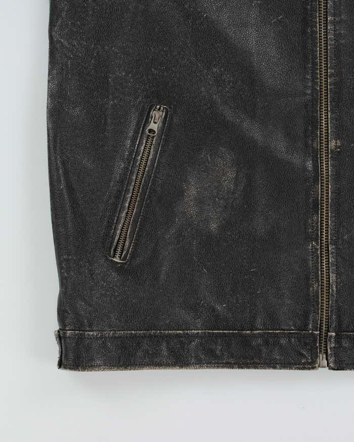 Vintage Y2K 00s Split Distressed Style Quilt Lined Leather Jacket - L