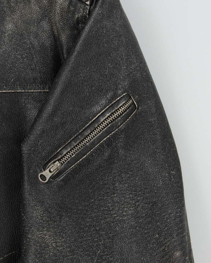 Vintage Y2K 00s Split Distressed Style Quilt Lined Leather Jacket - L