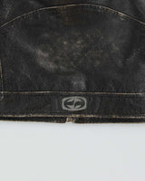 Vintage Y2K 00s Split Distressed Style Quilt Lined Leather Jacket - L