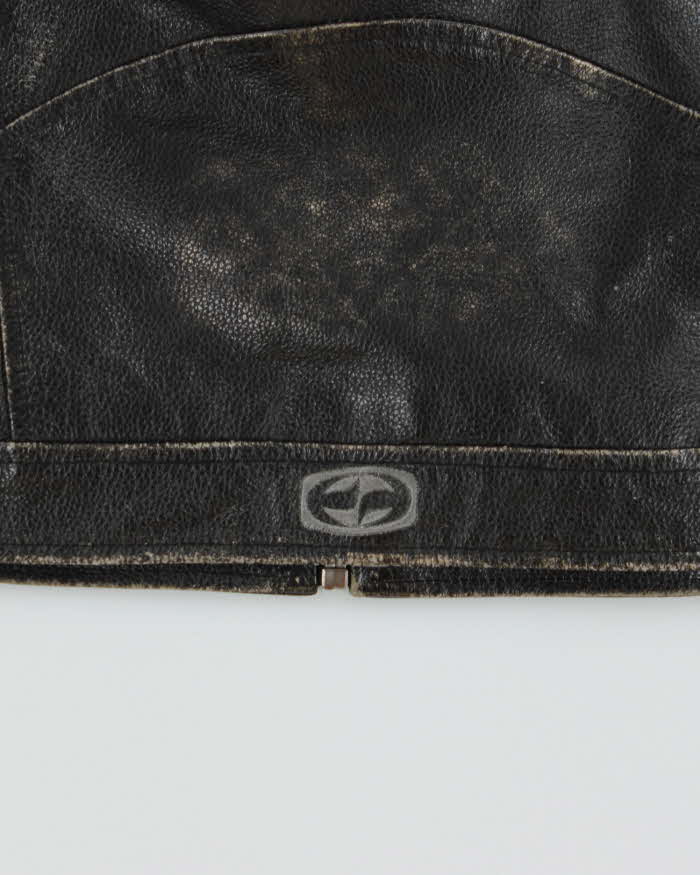 Vintage Y2K 00s Split Distressed Style Quilt Lined Leather Jacket - L