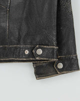 Vintage Y2K 00s Split Distressed Style Quilt Lined Leather Jacket - L