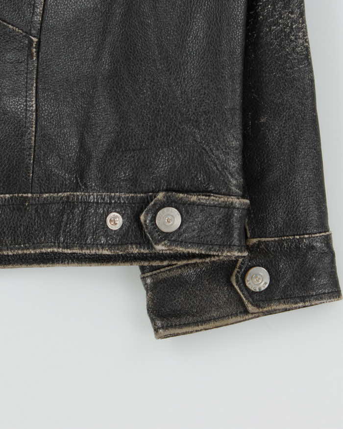 Vintage Y2K 00s Split Distressed Style Quilt Lined Leather Jacket - L