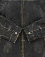 Vintage Y2K 00s Split Distressed Style Quilt Lined Leather Jacket - L
