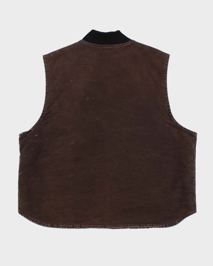 Vintage Y2K 2006 Carhartt V02 DKB Arctic Quilt Distressed Canvas Workwear Gilet - XXL