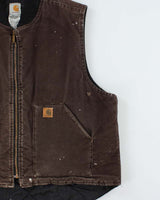 Vintage Y2K 2006 Carhartt V02 DKB Arctic Quilt Distressed Canvas Workwear Gilet - XXL