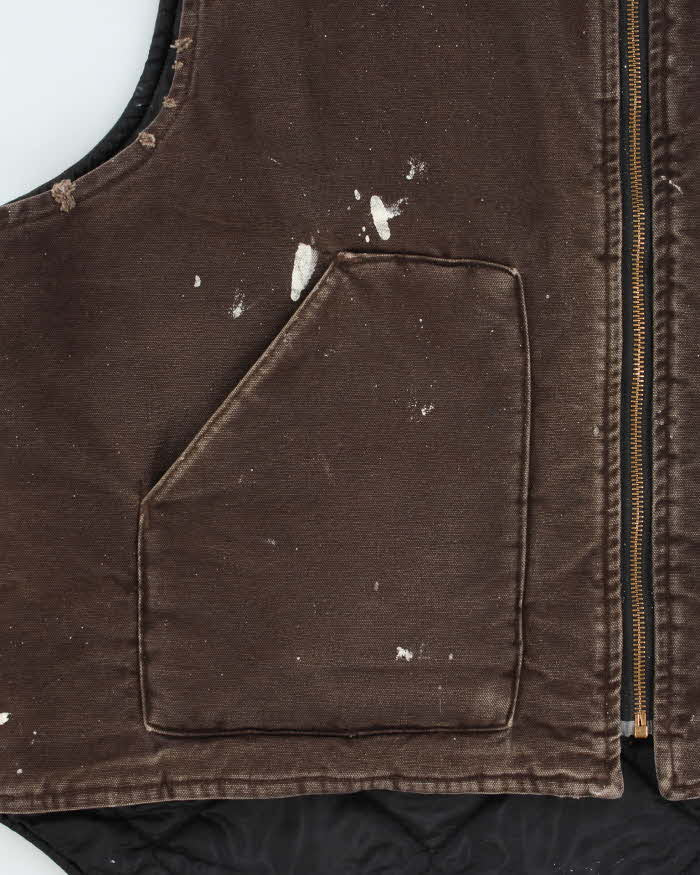 Vintage Y2K 2006 Carhartt V02 DKB Arctic Quilt Distressed Canvas Workwear Gilet - XXL