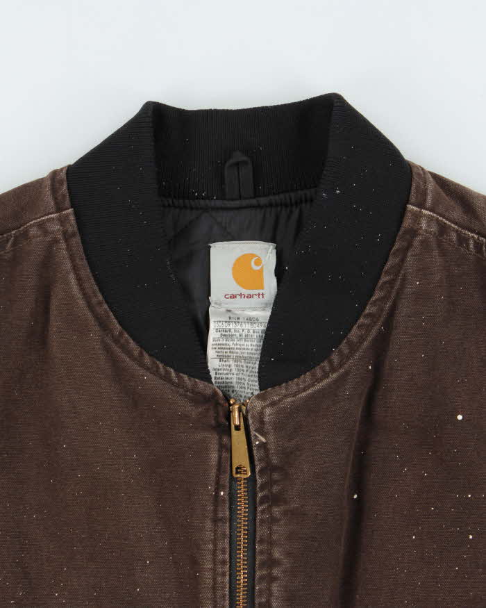 Vintage Y2K 2006 Carhartt V02 DKB Arctic Quilt Distressed Canvas Workwear Gilet - XXL